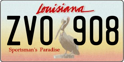 LA license plate ZVO908