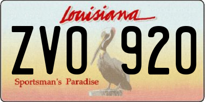 LA license plate ZVO920