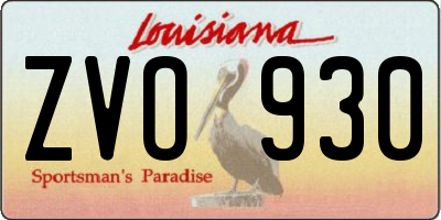 LA license plate ZVO930