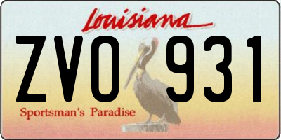 LA license plate ZVO931