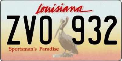 LA license plate ZVO932