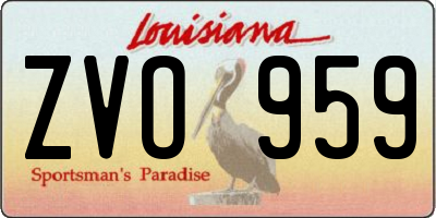 LA license plate ZVO959