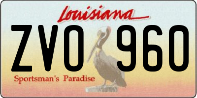 LA license plate ZVO960