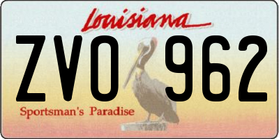 LA license plate ZVO962