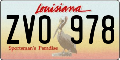 LA license plate ZVO978