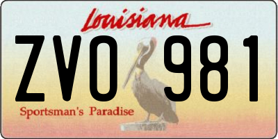 LA license plate ZVO981