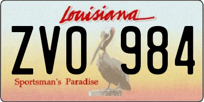 LA license plate ZVO984