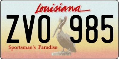 LA license plate ZVO985