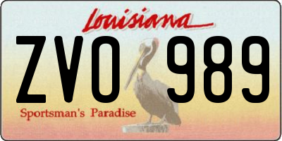 LA license plate ZVO989