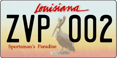 LA license plate ZVP002