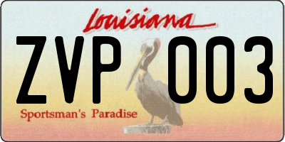 LA license plate ZVP003