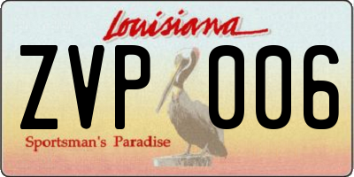 LA license plate ZVP006
