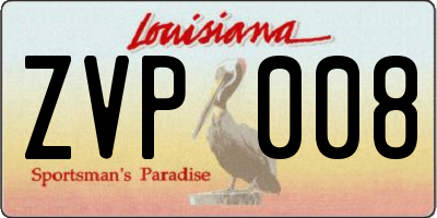 LA license plate ZVP008