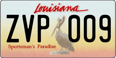 LA license plate ZVP009