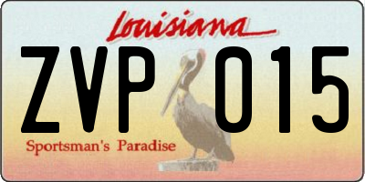 LA license plate ZVP015