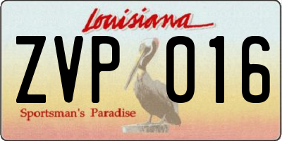 LA license plate ZVP016