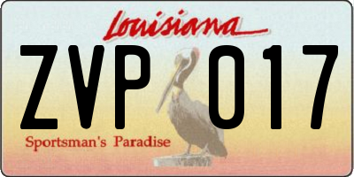 LA license plate ZVP017