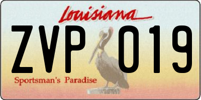 LA license plate ZVP019