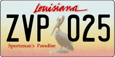 LA license plate ZVP025