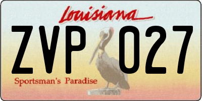 LA license plate ZVP027