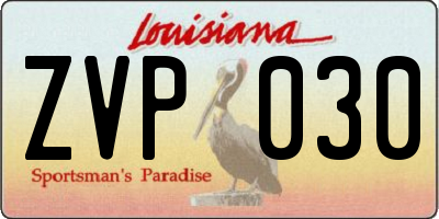 LA license plate ZVP030