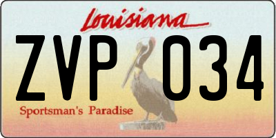 LA license plate ZVP034