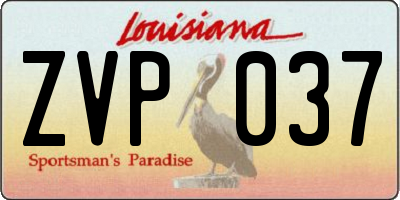 LA license plate ZVP037