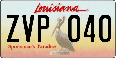 LA license plate ZVP040