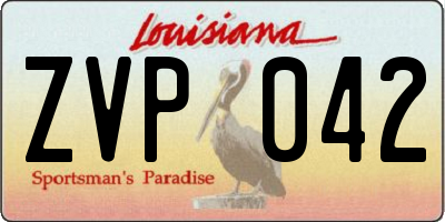 LA license plate ZVP042