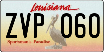 LA license plate ZVP060