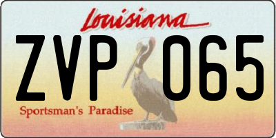 LA license plate ZVP065