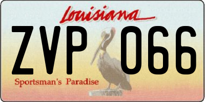 LA license plate ZVP066