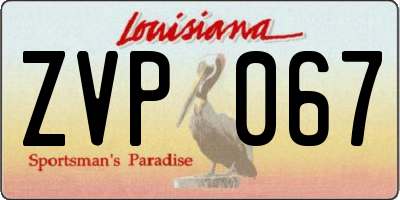 LA license plate ZVP067