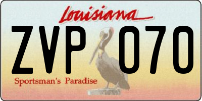 LA license plate ZVP070