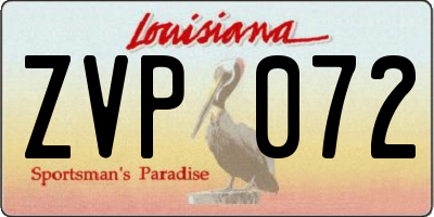 LA license plate ZVP072