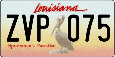 LA license plate ZVP075