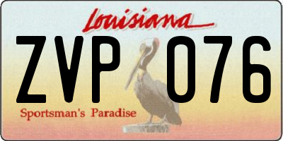 LA license plate ZVP076