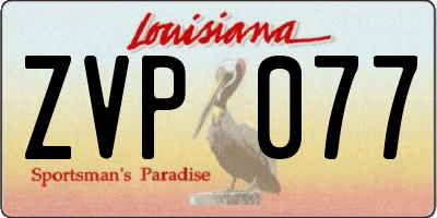 LA license plate ZVP077