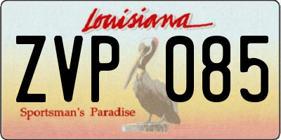 LA license plate ZVP085