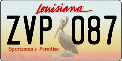 LA license plate ZVP087