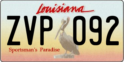 LA license plate ZVP092