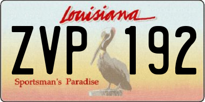 LA license plate ZVP192