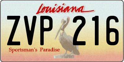 LA license plate ZVP216