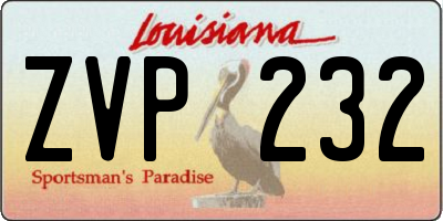 LA license plate ZVP232