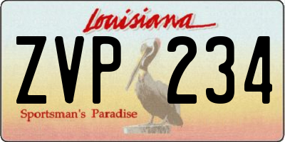 LA license plate ZVP234