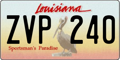 LA license plate ZVP240