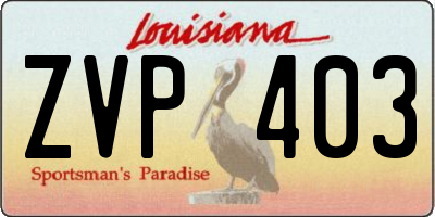 LA license plate ZVP403