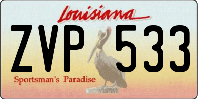 LA license plate ZVP533