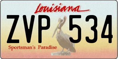 LA license plate ZVP534