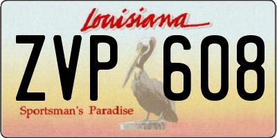 LA license plate ZVP608
